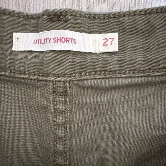 Levi’s Army Olive Green Utility Cotton Stretch Shorts Gorpcore Casual Cool Sz 27 - Picture 5 of 10